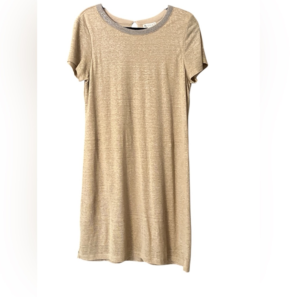 Eliane Rose gold tan linen tshirt dress NWOT